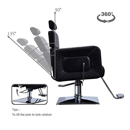 Barberpub Classic Hydraulic Barber Chair Salon Styling Beauty Spa Chair 2065 (Black) #TOP1