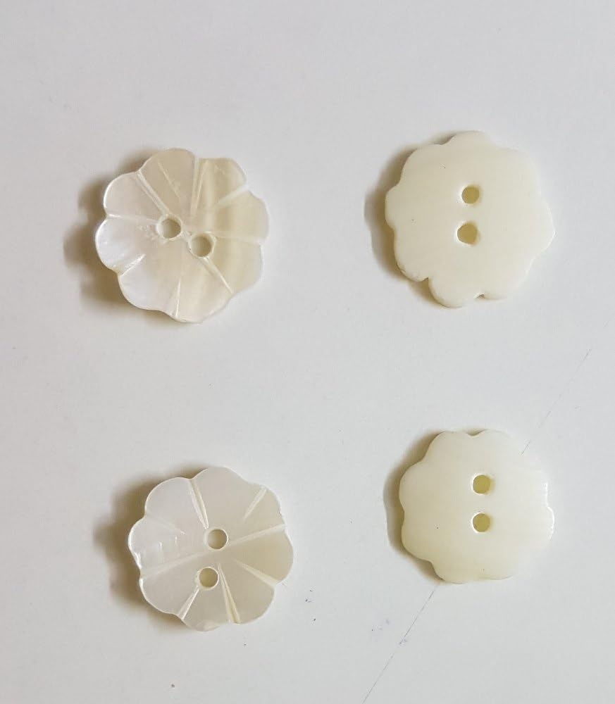 Sea Shell Mother of Pearl Flower Shape 2 Holes Round Buttons for Tailoring Sewing,Embroidery,Crafting and Decoration (Pack of 100 Pieces) (Size 1.8cm)
