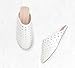 LUCKY STEP Women's Rivet Mules Flats Closed Toe Leather Fashion Slippers Sparkly Comfortable Backless Slip on Slides(6 M US Off White)