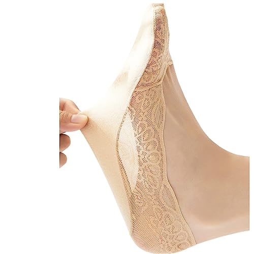 Women's Lace No Show Liner Socks Ladies Low Cut Lace Nonslip Socks Invisible Summer Thin Socks (5-8, 8-10) 5 Pairs