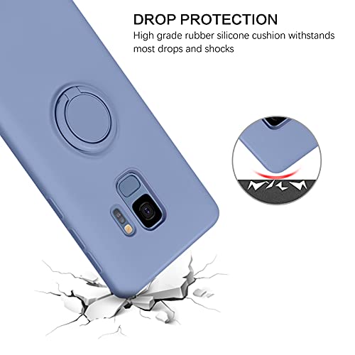 Bentoben Samsung Galaxy S9 Case, Slim Silicone | 360° Ring Holder Kickstand | Support Car Mount | Soft Rubber Shockproof Bumper Protective Non-Slip Case For Samsung Galaxy S9 5.8" (2018),Lavender Gray #TOP1