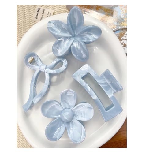 4 �H�̋|�X�N�G�A�t�����[�w�A�܃N���b�v�����̂��߂̃}���`�X�^�C���ԃt�@�b�V�����A�N�Z�T���[�X�q�w�A�s��(4Pcs Blue)