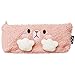 jiji Estuche de peluche para lápices, estilo femenino, con diseño de garra de gato, conejo, bolsa de almacenamiento de papelería para niña, estuche de lápices (color rosa)