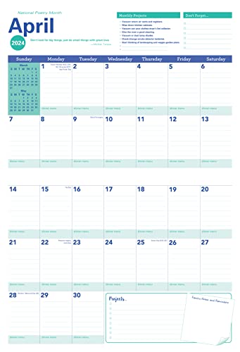 2024 Amy Knapp's Big Grid Family Organizer Wall Calendar: August 2023 - December 2024