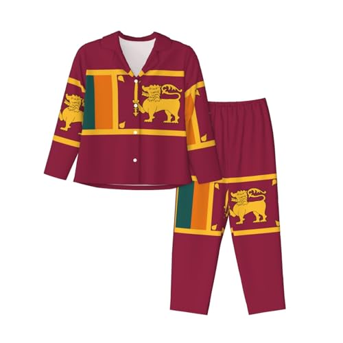 Pyjama drapeau du Sri Lanka femmes ensemble manches longues pantalon long