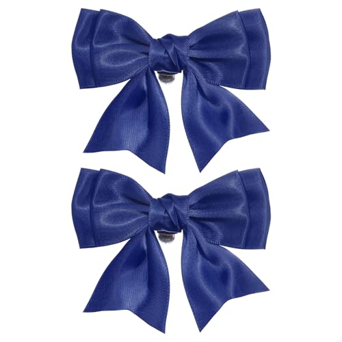 Pince à chaussure nœud satin bleu foncé pour mariage et fêtes élégantes (9cm)