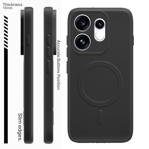 Image of Pikkme Back Cover for Oppo Reno 16 5G Soft Matte Silicone Mag-Safe Design (Mag-Safe Not Support) Camera Protection | Slim Fit Bumper Cover (Black)