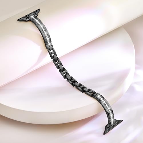 Image of Missair Bands Compatible with Apple Watch Band 38mm 40mm 41mm 42mm 44mm 45mm 46mm 49mm for Women, Slim Metal Dressy Jewelry Bracelet with Bling Diamond for iWatch Series 11 10 9 8 7 6 5 4 3 SE Ultra