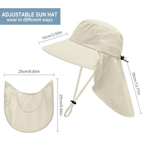 Image of Sun Hat for Men Women with Neck Flap,UPF 50+ UV Protection Fishing Hat