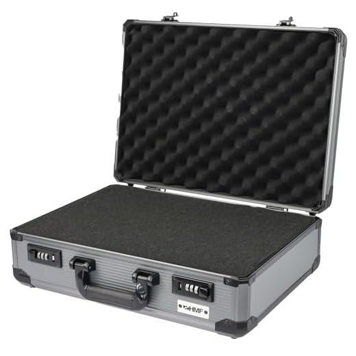 HMF 14402-02 Alu Fotokoffer, Waffenkoffer mit Rasterschaumstoff | 46 x 33 x 15 cm