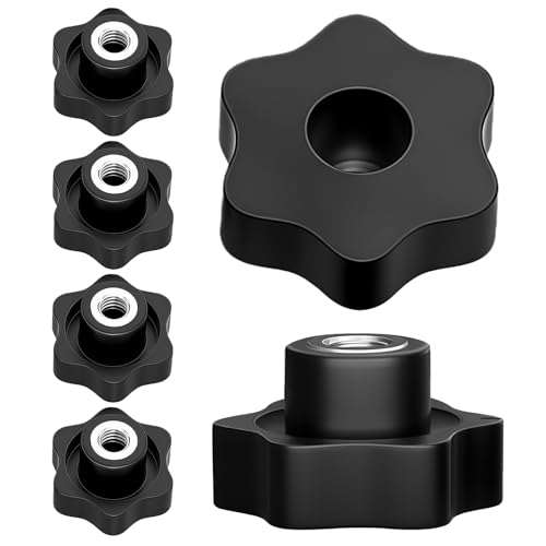 6 piezas de cabeza de plástico en forma de estrella M8 rosca hembra perilla de sujeción, tuerca de agarre de estrella, para mango máquinas y sistemas equipos de fitness muebles máquinas herramienta