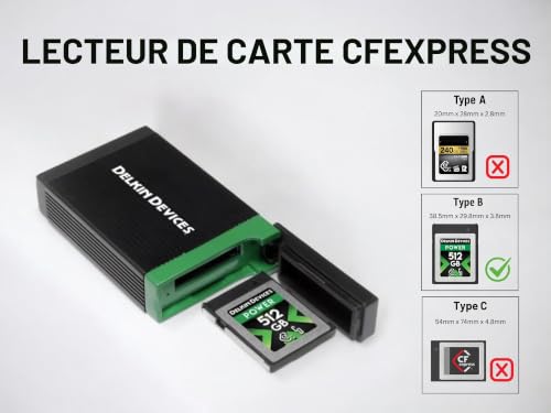 Delkin Devices Lecteur de Cartes USB4 CFexpress Type B – 40 Gbit/s Compatible avec Thunderbolt™, Construction en Aluminium, Plug & Play, Stockage de Cartes intégré, Compatible Windows et Mac – vue 4