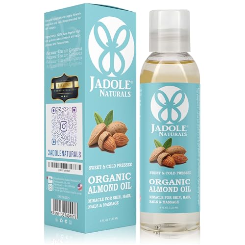 Jadole Naturals Organic Sweet Almond Oil for Hair Skin and Eyelash