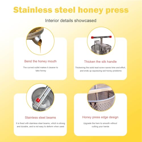 Pcmursal Manual de extração de mel, máquina extratora de mel de malha manual doméstica, extrator de