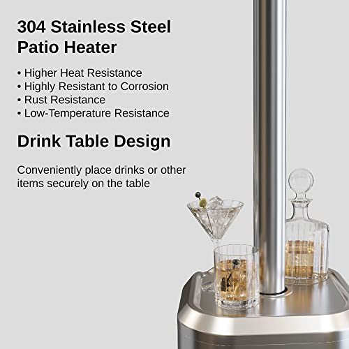 Patio Heater, EAST OAK 50,000 BTU Stainless Steel Outdoor Patio Heater