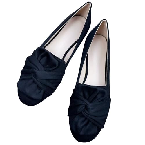SAILING LU Women's Bow-Knot Round Toe Ballet Flat Shoes Wedding Party Flats Soft Walking Slip-on Loafers