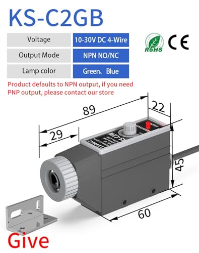 Sensor de color KS-C2 interruptor fotoeléctrico KS-C2GB 10-30V 2