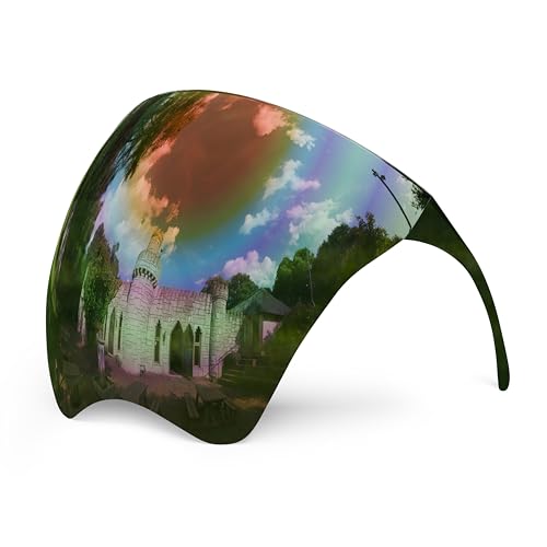 mayoken® Full Face Shield Sunglasses, Futuristic Wraparound Sun Protection Face Shield for Men & Women, Anti-Fog Mirror Shield Glasses, Lightweight & Comfortable Gray-Red Mirror