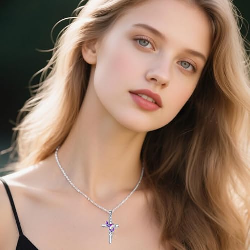 Image of RMREWY Cross Bee /ladybug /Butterfly /Dragonfly /Red Cardinal Necklace for Women 925 Sterling Silver Cross Pendant Necklace Animal Lovers Jewelry Christmas Gifts for Women Mother Grandma
