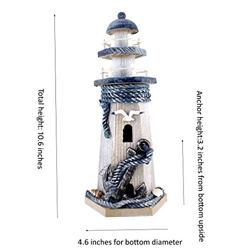 Anchor Wooden Lighthouse 10" High Nautical Themed Rooms Lighthouse Home Decor