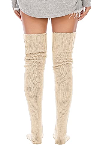 Image of Leoparts Women's Cable Knitted Thigh High Boot Socks Extra Long Winter Stockings Over Knee Leg Warmers