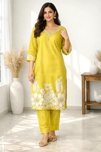 Image of FABNEX Kurta Set for Women | Stylish Cotton Printed Kurti Pant Set | Indo-Western Casual & Festive Kurta Set for Women (K-229-30)