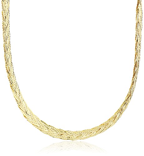 14K Yellow Gold Italian 5-Strand Diamond Cut Braided Herringbone Necklace, 18" #TOP6