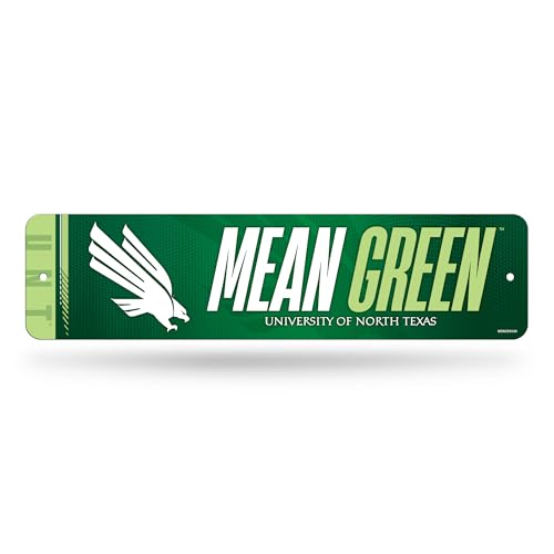 Rico Industries NCAA North Texas Mean Green "Mean Green" Metal Street Sign 4" x 15" Home Décor - Bedroom - Office - Man Cave