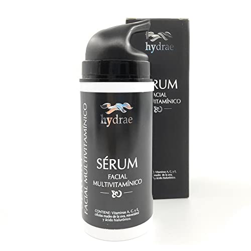 HYDRAE serum acido hialuronico Vitaminas C A y E con retinol con celulas madre vegetales -100 ml Gran tamaño - vegano con efecto antiedad y contorno de ojos. Todo tipo de pieles