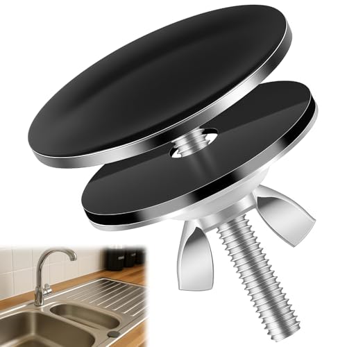 Pretwad Faucet Hole Cover, Stainless Steel, 2'' Kitchen Sink Hole Cover, Black