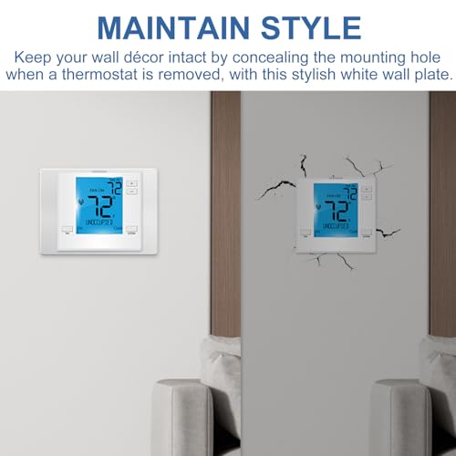 Thermostats Wall Plate T119 Fits For PRO1 IAQ Thermostats, Universal Thermostat Wall Plate White 1 Pack