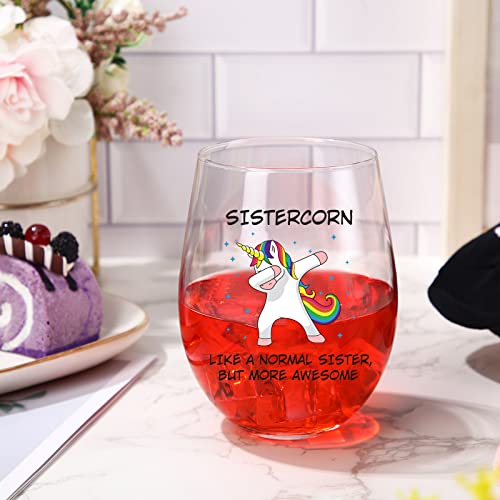 Patelai Sistercorn Cup 17Oz Stemless Wine Glasses For Red Or White Wine 17 Oz Sister Unicorn Wine Glass For Best Sister Xmas Birthday Gifts For Wine Lover (Unicorn) #TOP4