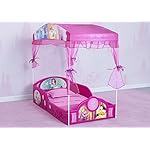 Delta Children - Disney Princess Plastic Sleep and Play Toddler Bed with Canopy, Pink - Image 2