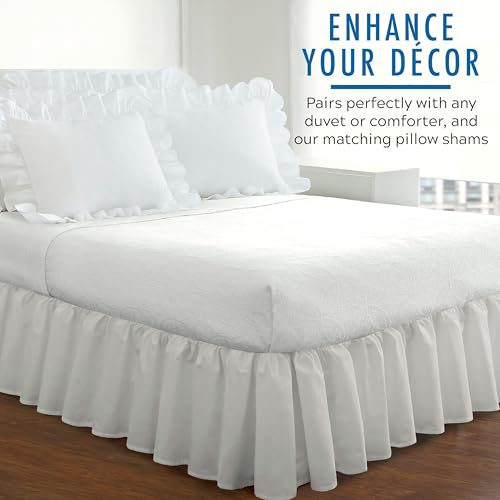 Faldón de cama con volantes FRE30114WHIT01 Fresh Ideas blanco individual caida de 36 cm 7