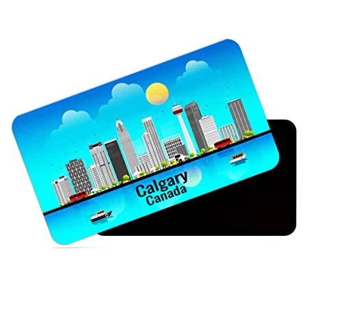 Image of dhcrafts Rectangular Rubber Fridge Magnet /Magnetic Card Blue Canada Calgary Design Pack of 1 (8.6cm x 5.4cm)