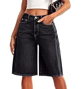 IVIR Jorts Bermuda Shorts for Women Denim Jean Shorts Long Knee Length Wide Leg High Waisted Vint...