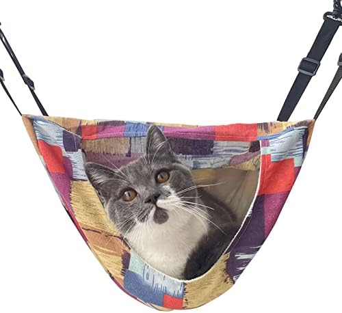 cat cage Hammock,Hanging Soft Pet Bed for Kitten Ferret Puppy Rabbit or Small Pet(Colorful Blocks)
