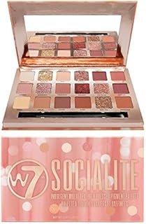 W7 Socialite Pressed Pigment Palette - 18 Pink Nude Colours - Flawless Long-Lasting Glam Makeup