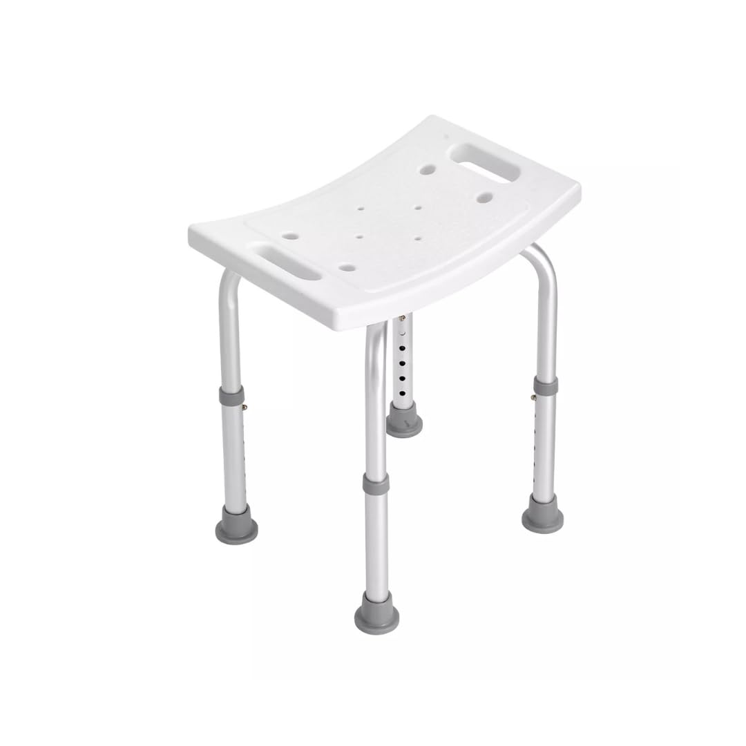 Stołek pod prysznic Siedzenie do kąpieli, regulowana wysokość, nierdzewne aluminium, antypoślizgowe gumowe nóżki, dla osób starszych i niepełnosprawnych lub rehabilitacji