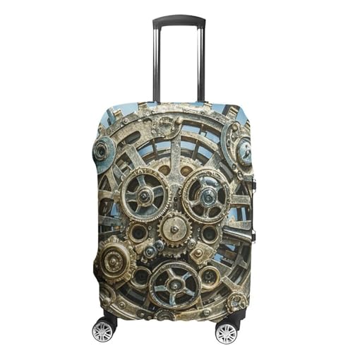 Cool Steampunk Gears Luggage Cover Elastic Suitcase Protector Case Anti-Scratch Washable Baggage Covers Protector For Traveling, Aircraft Consignment L