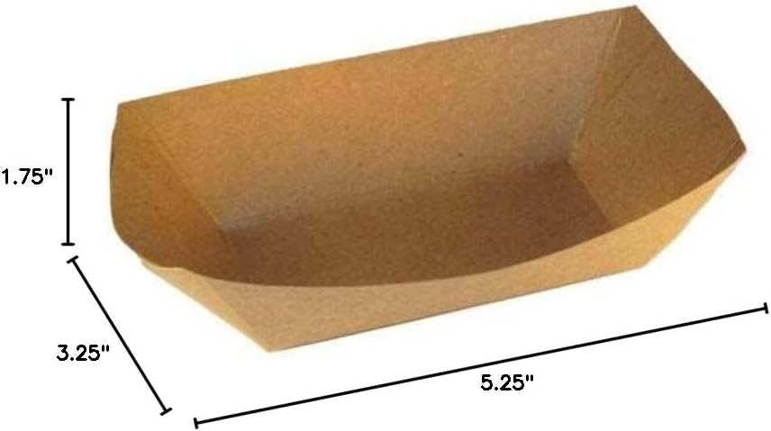 250 Pack Disposable Paper Food Tray - Paperboard Tray for Carnivals, Fairs, Festivals, and Picnics | Holds Nachos, Fries, Hot Corn Dogs, and More! (Kraft, 3lb)