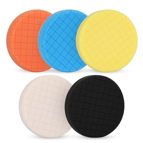 CRFY 6 Inch Buffing Polishing Pads 5Pcs for 6 Inch Backing Plate, Compound Buffing Sponge Pads for Car Buffer Polisher Compounding, Polishing and Waxing