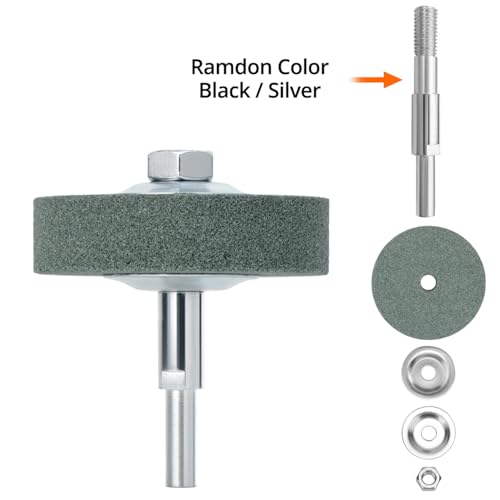 QWORK® Grinding Wheel Adapter and Grinding Stone for Drill, Change Electric Drill into Grinding Machine, 75mm OD 10mm ID Green Suitable for Metal Matte Polishing