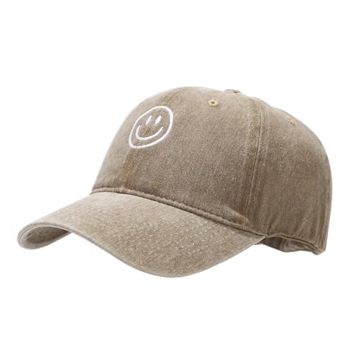 Unisex Basic Solid Baseball Cap Vintage Washed Distress Cotton Low Profile Dad Hat Adjustable Sports Hat Khaki B