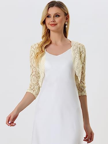 Allegra K Bolero Shrug Top for Women's Sheer Sequin Lace Crop Cardigan4