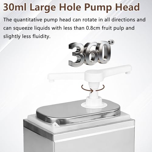 2L Saucenspender Pumpstation, mit 2 Pumpköpfen – Ketchup & Mayo Spender, Anti-Verstopfungs-Pumpe, Spülmaschinenfest, Lebensmittelecht 304 Edelstahl