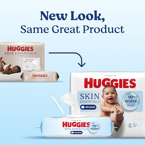 Image of Huggies Skin Essentials Baby Wipes, Hypoallergenic, 99% Water, 15 Flip Top Packs (840 Wipes Total)