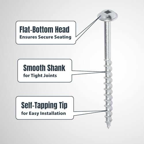 Image of POWERTEC 100 PK Pocket Hole Screws, Maxi-Loc Head, #2 Square Drive, 2-1 /2 inch Coarse Thread for Pocket Hole Jig, Heavy-Duty Workbenches, Lumber, Large Table Legs & Planter Boxes (72266)