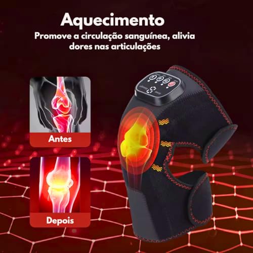 Joelheira Massageadora Portátil com Aquecimento, Vibração Alívio Rápido para Dores e Fadiga Temperat