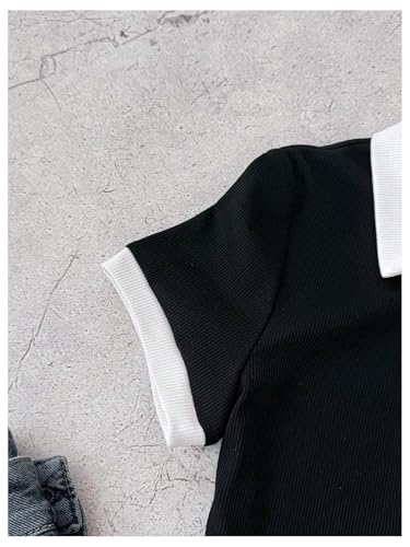 Girl's Embroidery Bowknot Mini Dresses Short Sleeve Collared Bodycon Pencil Dress4